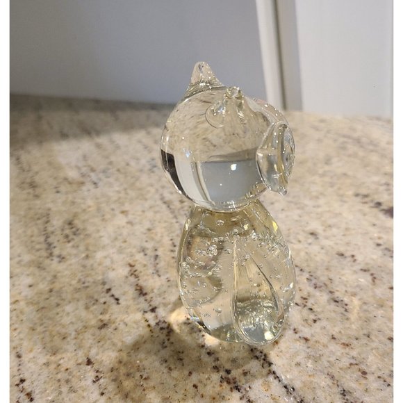 Glass Owl Figurine Or Paperweight Bubbled Glass. Smooth Bottom 4" - Picture 4 of 12